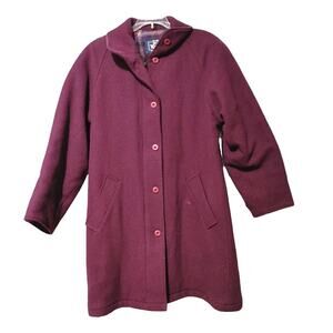 The Woolrich Woman Pure Wool Long Overcoat Jacket Button Purple Women Small